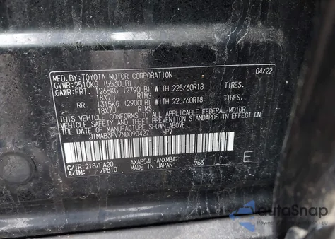 2022 Toyota Rav4 Prime Se z USA, uszkodzony, nr VIN JTMAB3FV7ND090427